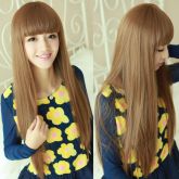 Wig Long Straight Hair Resistant Flaxen