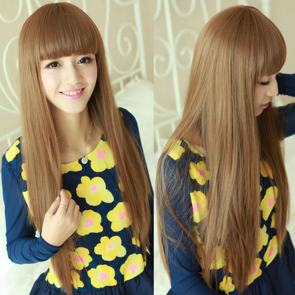 Wig Long Straight Hair Resistant Flaxen